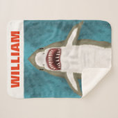 素晴らし白鮫の攻撃パーソナライズされた海おもしろい シェルパブランケット (正面(横))