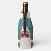 素晴らし白鮫の攻撃パーソナライズされた海おもしろい ボトルクーラー (ボトル裏面)