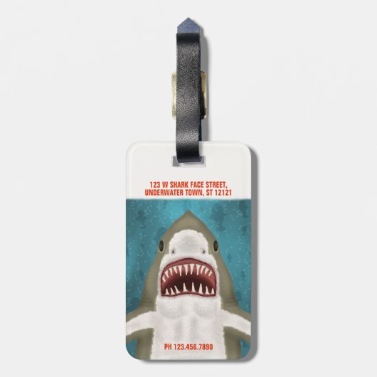 素晴らし白鮫の攻撃パーソナライズされた海おもしろい ラゲッジタグ (裏面縦)