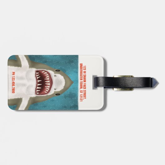 素晴らし白鮫の攻撃パーソナライズされた海おもしろい ラゲッジタグ (裏面横)