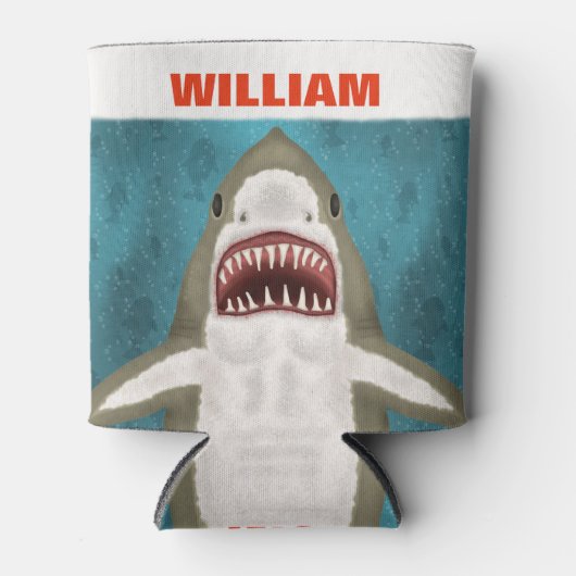 素晴らし白鮫の攻撃パーソナライズされた海おもしろい 缶クーラー (正面)