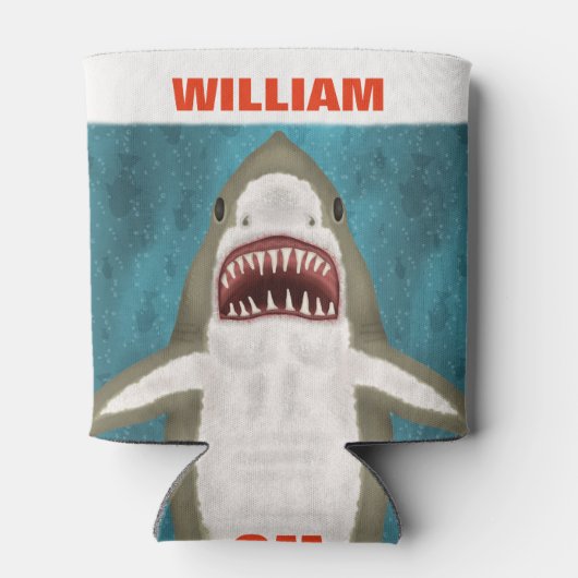 素晴らし白鮫の攻撃パーソナライズされた海おもしろい 缶クーラー (裏面)