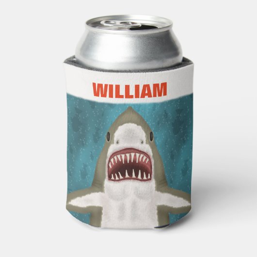 素晴らし白鮫の攻撃パーソナライズされた海おもしろい 缶クーラー (缶裏面)
