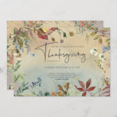 素晴らし秋 | 水彩感謝祭ディナーパーティー 招待状 (正面/裏面)