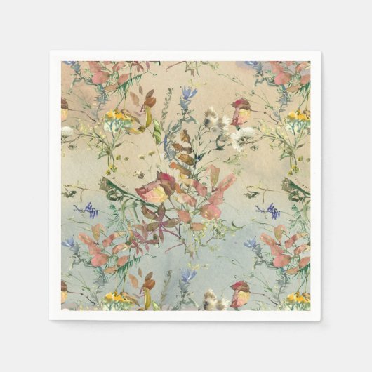 素晴らし秋 | 水彩紅葉ボタニカル スタンダードカクテルナプキン (正面)