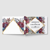 素晴らし精巧な宝石の色をした牡丹結婚の ゲストブック (全面)