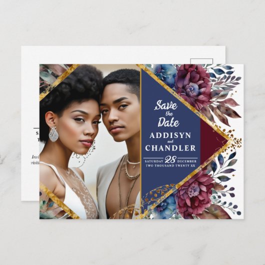 素晴らし精巧な宝石の色をした牡丹結婚の シーズンポストカード (正面/裏面)