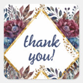 素晴らし精巧な宝石の色をした牡丹結婚の スクエアシール (正面)