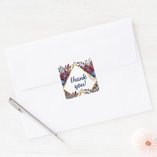 素晴らし精巧な宝石の色をした牡丹結婚の スクエアシール (封筒)