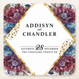 素晴らし精巧な宝石の色をした牡丹結婚の スクエアペーパーコースター