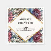 素晴らし精巧な宝石の色をした牡丹結婚の スタンダードカクテルナプキン (正面)