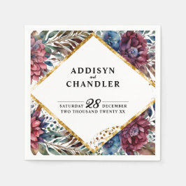 素晴らし精巧な宝石の色をした牡丹結婚の スタンダードカクテルナプキン