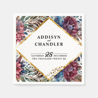 素晴らし精巧な宝石の色をした牡丹結婚の スタンダードカクテルナプキン