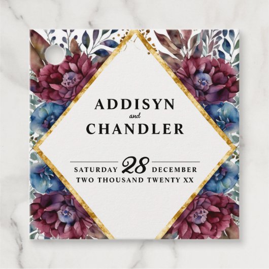 素晴らし精巧な宝石の色をした牡丹結婚の フェイバータグ (正面)