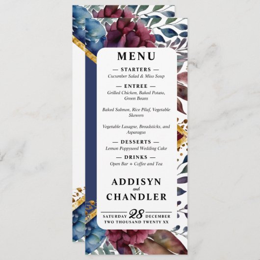 素晴らし精巧な宝石の色をした牡丹結婚の プログラム (正面/裏面)