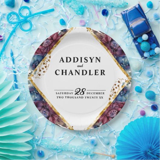 素晴らし精巧な宝石の色をした牡丹結婚の ペーパープレート (パーティー)