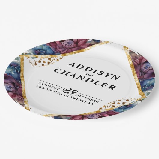 素晴らし精巧な宝石の色をした牡丹結婚の ペーパープレート (アングル)