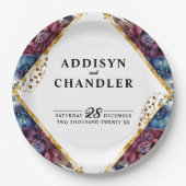 素晴らし精巧な宝石の色をした牡丹結婚の ペーパープレート (正面)