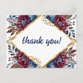 素晴らし精巧な宝石の色をした牡丹結婚の ポストカード (正面)