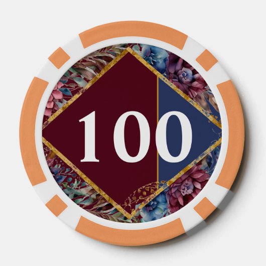 素晴らし精巧な宝石の色をした牡丹結婚の ポーカーチップ (裏面)