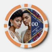 素晴らし精巧な宝石の色をした牡丹結婚の ポーカーチップ (正面)