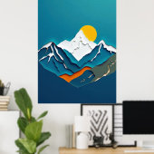 素晴らし紙カット山水鮮やか景 ポスター (ホームオフィス)