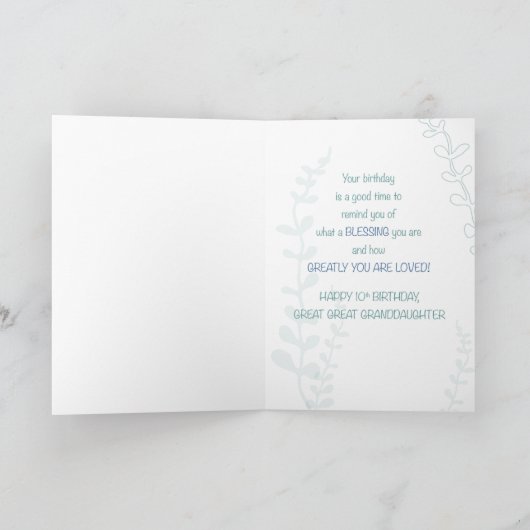素晴らし素晴らし孫娘10誕生日 カード (内部)
