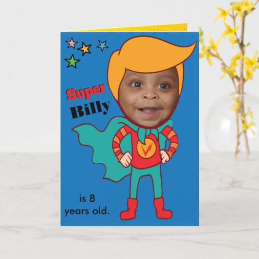 素晴らし素晴らし漫画誕生日キッド カード (黄色い花)