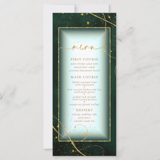 素晴らし線金ゴールド抽象芸術結婚のメニューV2 Grn ID867 (正面)