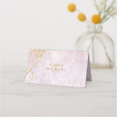 素晴らし線金ゴールド結婚抽象芸術のテーブルMv ID867 プレイスカード (裏面)