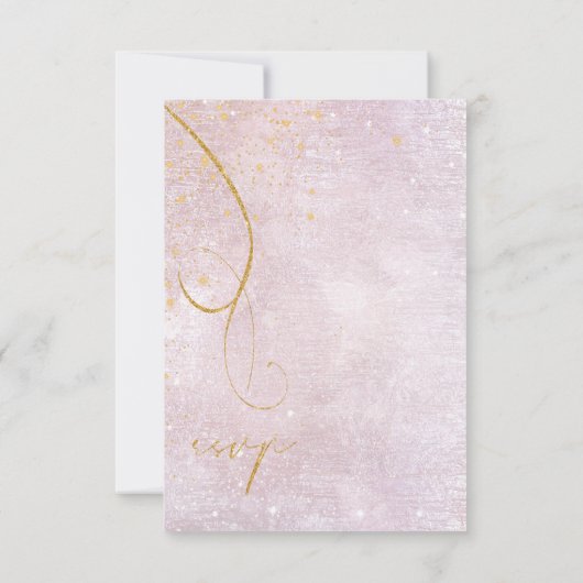 素晴らし線金ゴールド結婚抽象芸術のMauve ID867 出欠カード (裏面)