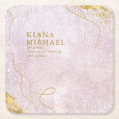 素晴らし線金ゴールド結婚抽象芸術V1曲線ID867 スクエアペーパーコースター (正面)