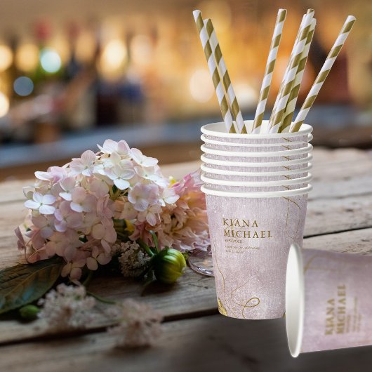 素晴らし線金ゴールド結婚抽象芸術V1曲線ID867 紙コップ