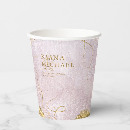 素晴らし線金ゴールド結婚抽象芸術V1曲線ID867 紙コップ (正面)