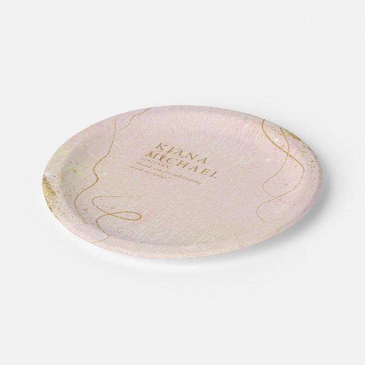 素晴らし線金ゴールド結婚抽象芸術V1赤面ID867 ペーパープレート (アングル)