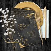 素晴らし線金ゴールド結婚抽象芸術V1黒ID867