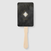 素晴らし線金ゴールド結婚抽象芸術V1黒ID867 ハンドファン (正面)