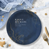 素晴らし線金ゴールド結婚抽象芸術V1 Navy ID867 ペーパープレート