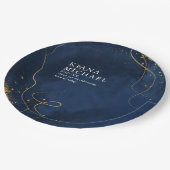 素晴らし線金ゴールド結婚抽象芸術V1 Navy ID867 ペーパープレート (アングル)