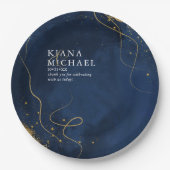 素晴らし線金ゴールド結婚抽象芸術V1 Navy ID867 ペーパープレート (正面)
