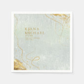 素晴らし線金ゴールド結婚抽象芸術V1 Sage ID867 スタンダードカクテルナプキン (正面)