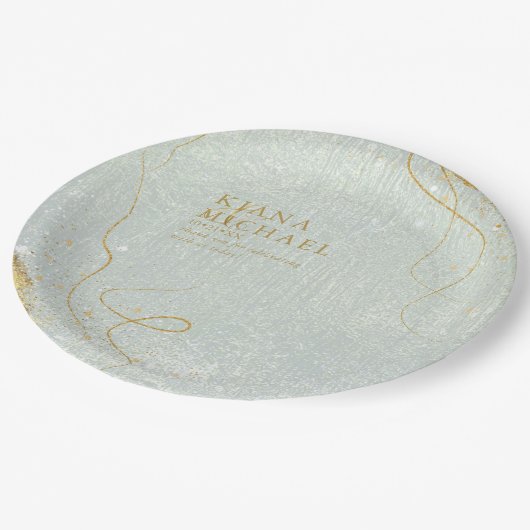 素晴らし線金ゴールド結婚抽象芸術V1 Sage ID867 ペーパープレート (アングル)