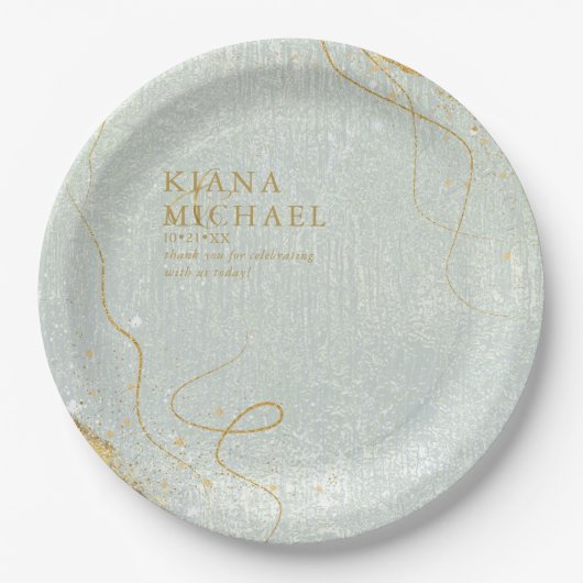 素晴らし線金ゴールド結婚抽象芸術V1 Sage ID867 ペーパープレート (正面)