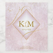 素晴らし線金ゴールド結婚抽象芸術V2曲線ID867 ワインラベル (シングルラベル)