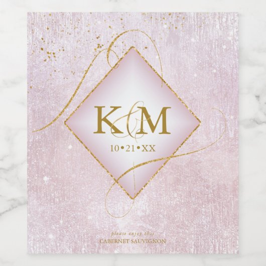 素晴らし線金ゴールド結婚抽象芸術V2曲線ID867 ワインラベル (シングルラベル)