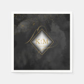 素晴らし線金ゴールド結婚抽象芸術V2 Black ID867 スタンダードカクテルナプキン (正面)