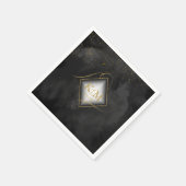 素晴らし線金ゴールド結婚抽象芸術V2 Black ID867 スタンダードカクテルナプキン (角)