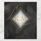 素晴らし線金ゴールド結婚抽象芸術V2 Black ID867 ワインラベル (シングルラベル)