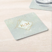 素晴らし線金ゴールド結婚抽象芸術V2 Sage ID867 スクエアペーパーコースター (アングル)