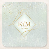 素晴らし線金ゴールド結婚抽象芸術V2 Sage ID867 スクエアペーパーコースター (正面)
